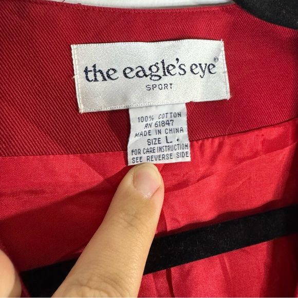 ✨ Vintage The Eagle’s Eye Embroidered Vest Red Cotton Size L ✨ - Picture 5 of 8